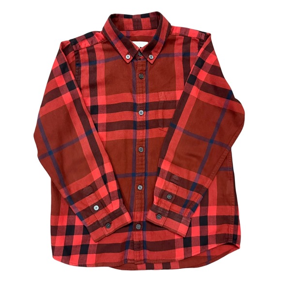 Burberry Children Plaid Black Red Button Down Long Sleeve Shirt Kids Boy SZ 2Y - Picture 1 of 5